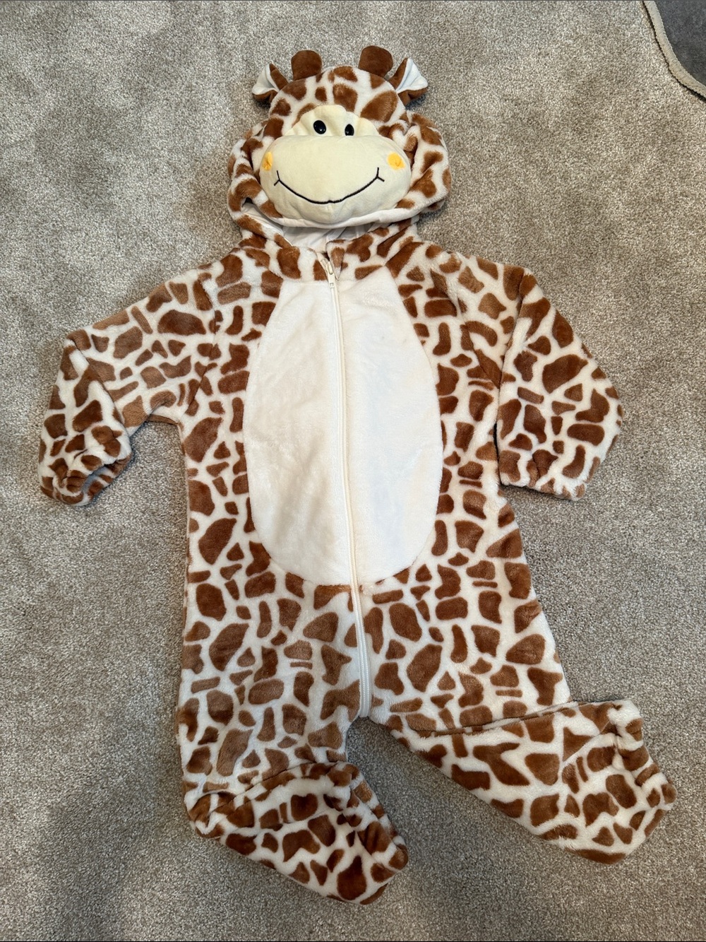 Kids Giraffe Plush Hooded Costume Onesie - Brown & Cream